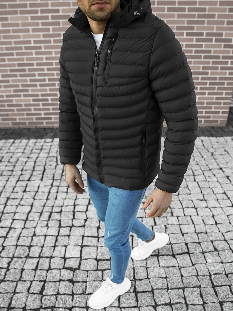 Kurtka zimowa męska pikowana czarna OZONEE JS/M13057/392Z