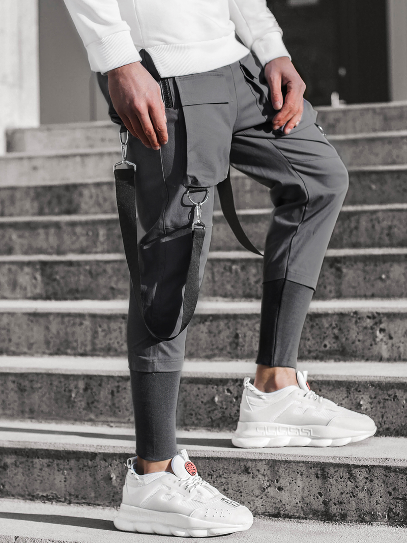 Spodnie męskie chino joggery szare OZONEE G/11133