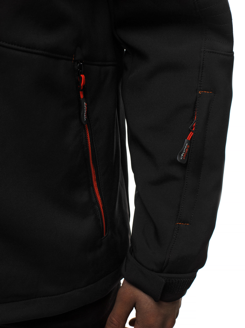 Kurtka softshell męska z kapturem czarno-pomarańczowa OZONEE GE/12263Z
