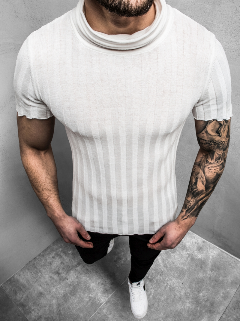 Bluzka z krótkim rękawem męska biała OZONEE L/2294Z