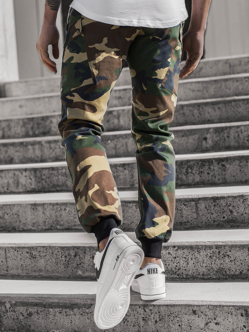 Spodnie męskie chino joggery moro-zielone OZONEE O/11103