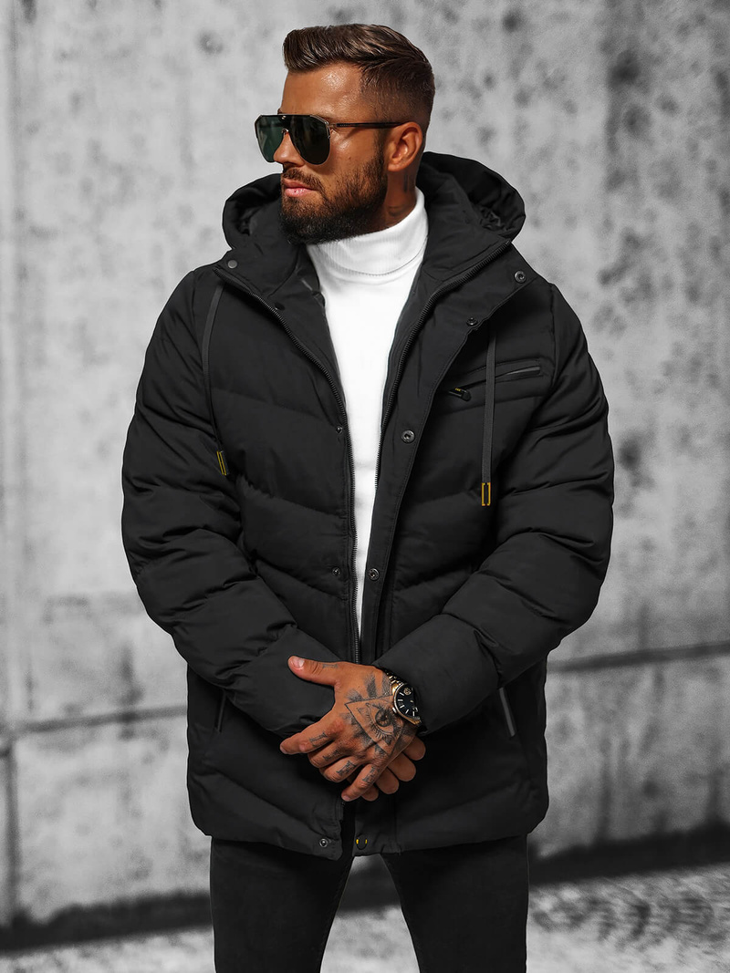 Kurtka zimowa męska pikowana czarna OZONEE JS/5M3135/392