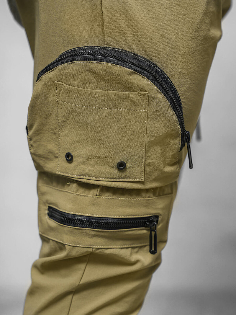 Spodnie męskie chino joggery ciemno-beżowe OZONEE O/PS5501