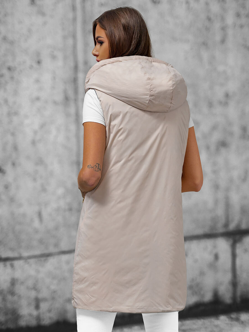 Kamizelka damska dwustronna długa z kapturem granatowa OZONEE JS/16M9065/215