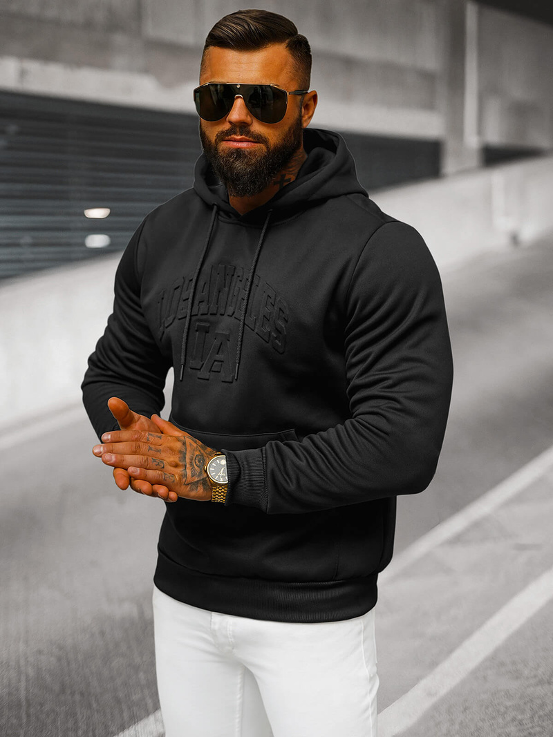 Bluza z kapturem męska czarna OZONEE JS/27B6511/3