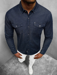 Koszula męska jeansowa granatowa OZONEE NB/MC706BS