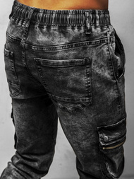 Spodnie jeansowe joggery męskie czarne OZONEE DR/TF109