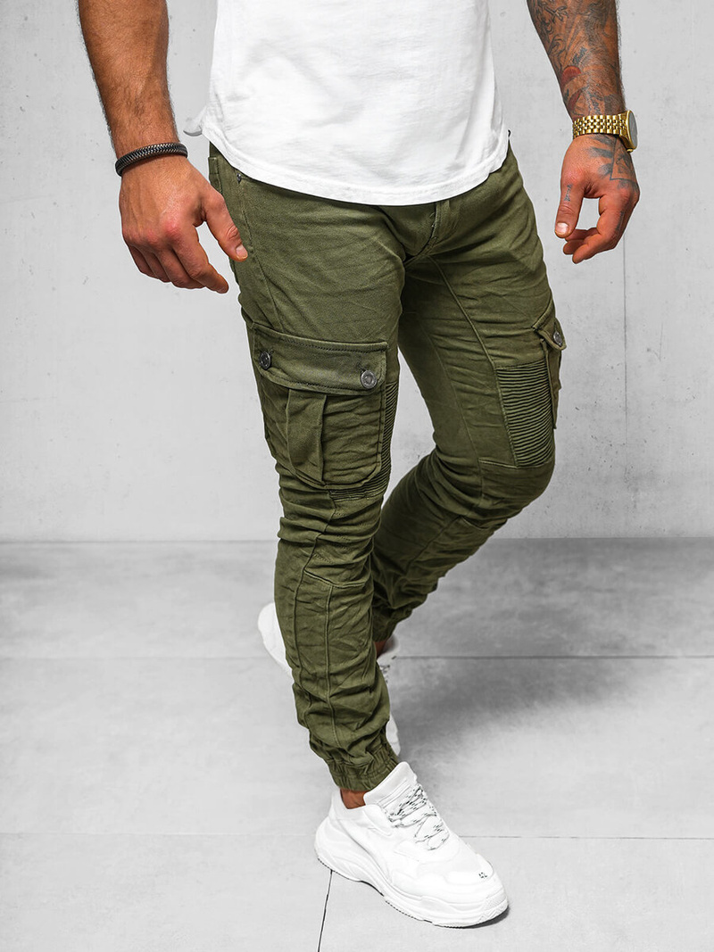 Spodnie męskie joggery zielone OZONEE O/E6979J