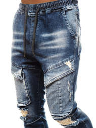 Spodnie jeans jogger męskie ciemno-niebieskie OZONEE G/1067