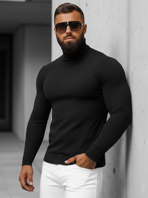 Sweter męski golf czarny OZONEE NB/MMB600/4Z