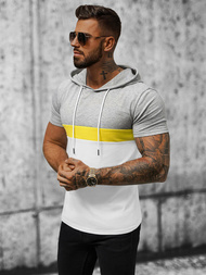 T-Shirt męski z kapturem szary OZONEE JS/8T982