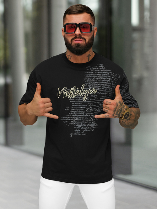 T-shirt męski loose fit czarny OZONEE O/YN2/631