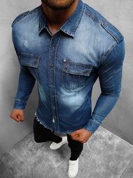 Чоловіча джинсова сорочка Синя OZONEE NB/MC702BC