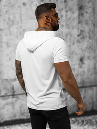 T-shirt męski z kapturem biały OZONEE JS/8T203