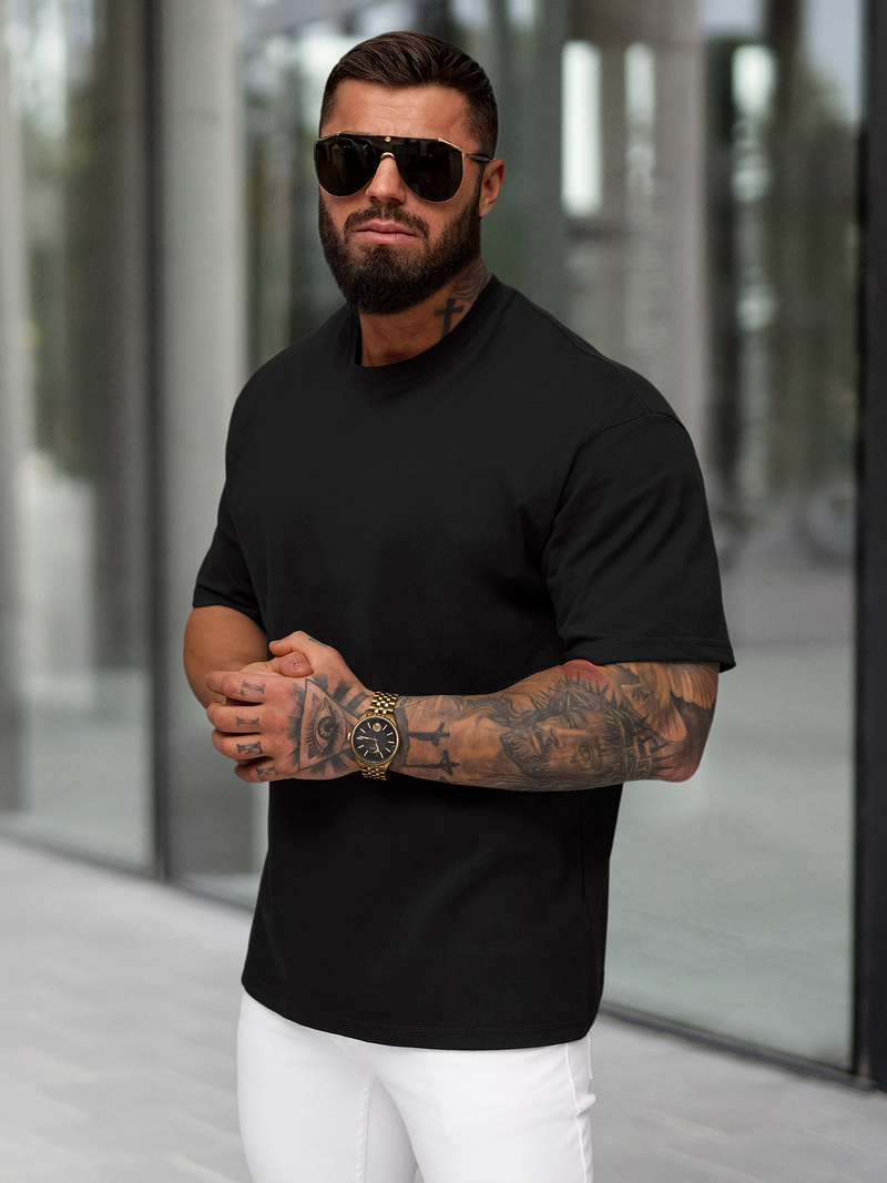 T-shirt męski loose fit czarny OZONEE JS/67T1298/3