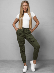 Spodnie damskie chino joggery khaki OZONEE O/8052