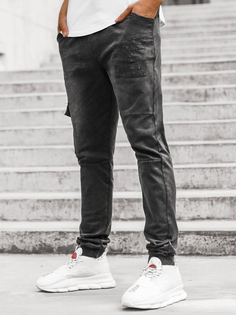 Spodnie męskie jogger czarne OZONEE JS/KK1110-2