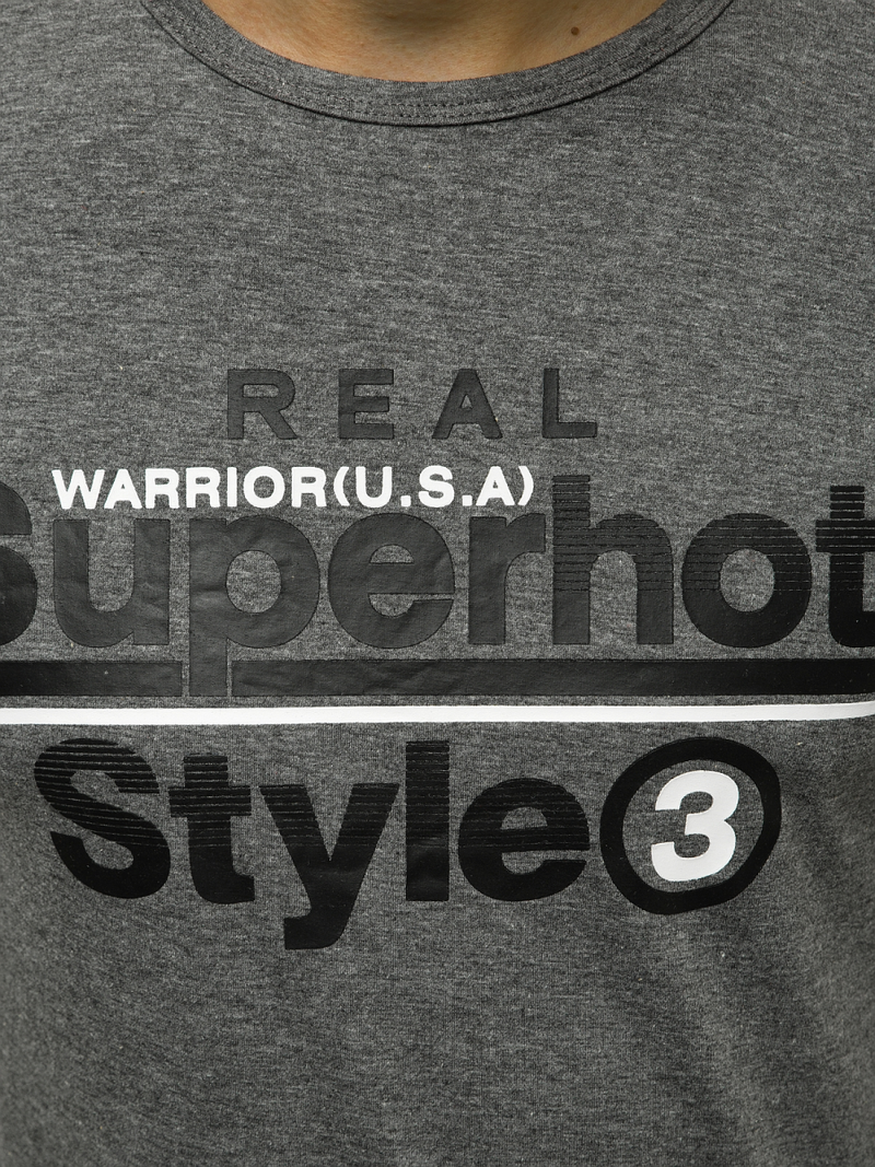 T-Shirt męski z nadrukiem grafitowy OZONEE JS/SS10903Z