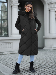 Стьобаний жіночий жилет чорний OZONEE JS/5M3165/392Z