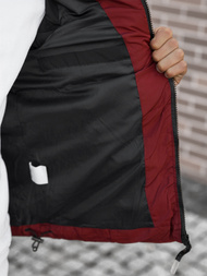 Kamizelka męska pikowana z kapturem bordowo-czarna OZONEE JS/M1189/1