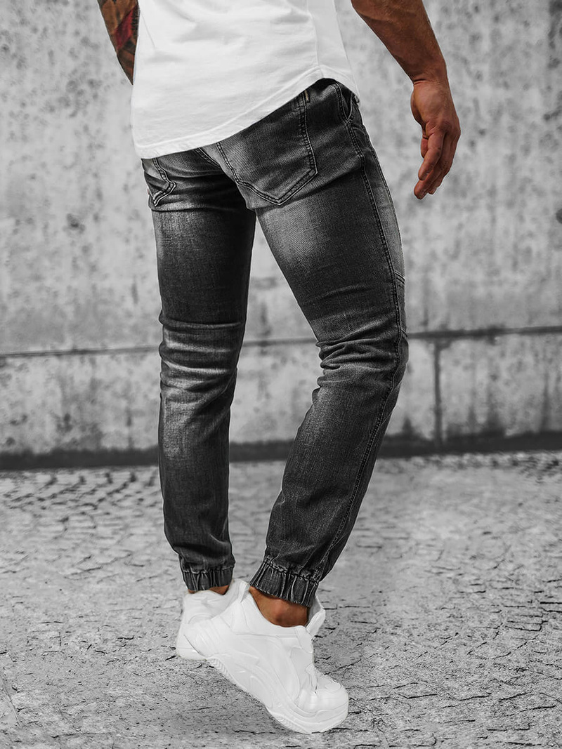 Spodnie jeansowe joggery męskie czarne OZONEE NB/MP0115N