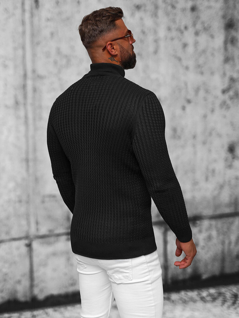 Sweter męski golf czarny OZONEE L/1539Z