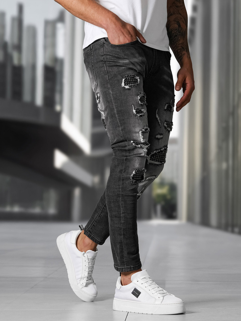 Spodnie jeansowe męskie slim fit czarne OZONEE NB/MP0152NZ