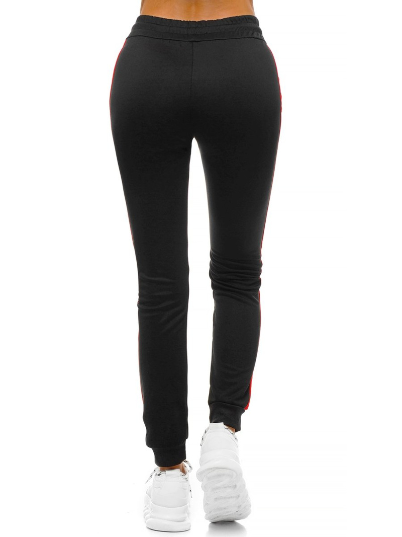 Spodnie dresowe damskie czarno-czerwone OZONEE O/82318