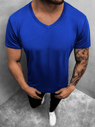 T-Shirt męski bez nadruku kobaltowy OZONEE JS/712007