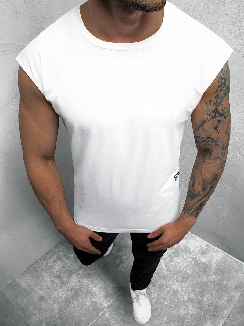 Koszulka bez rękawów męska biała OZONEE O/1265Z