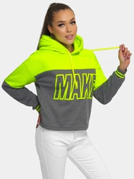 Bluza z kapturem damska zielono-neonowa OZONEE JS/B26024