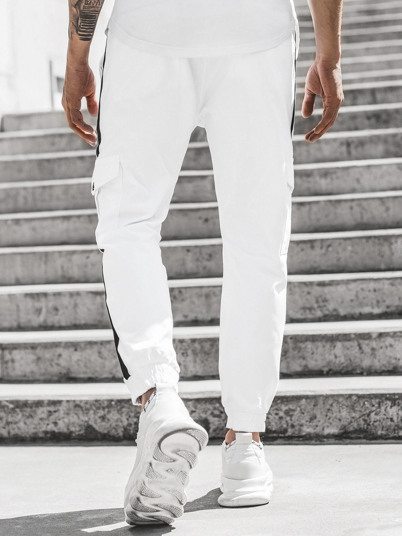 Spodnie męskie chino joggery białe OZONEE DJ/5580