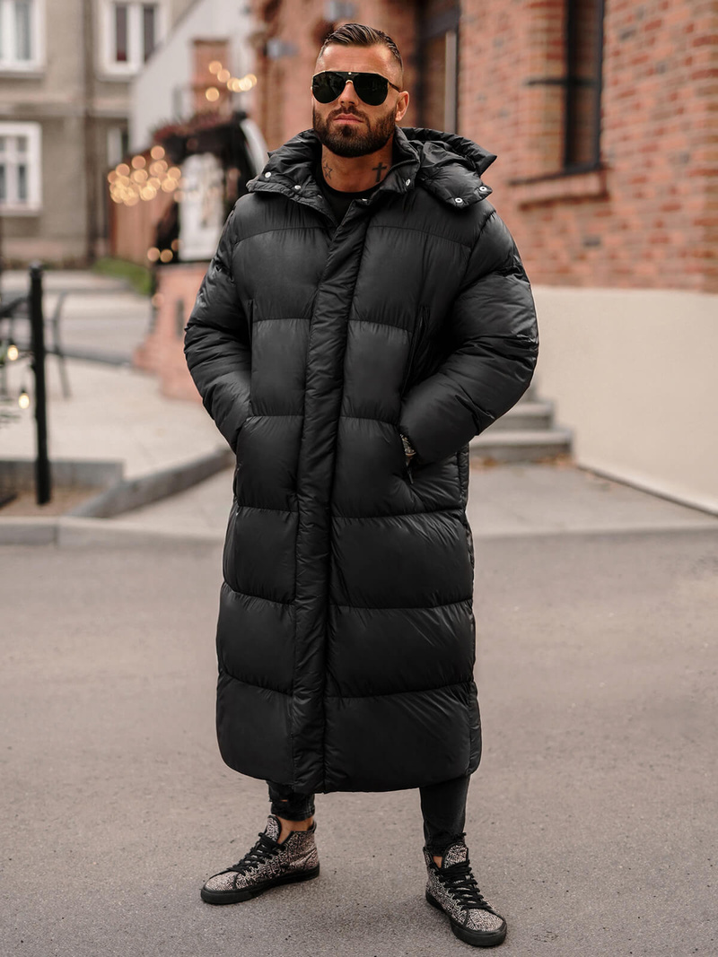 Kurtka zimowa męska długa czarna OZONEE O/M3202Z