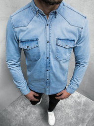 Koszula męska jeansowa jasno-niebieska OZONEE O/3466