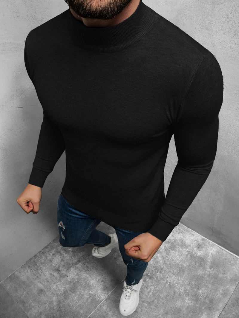 Sweter męski półgolf czarny OZONEE TMK/YY05/1Z