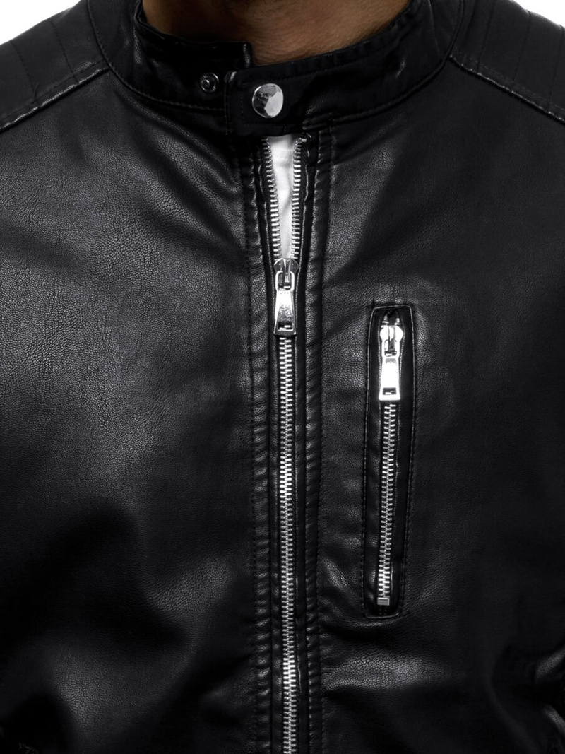 Kurtka skórzana męska czarna OZONEE JB/JP1149