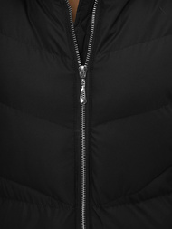 Kurtka zimowa damska długa pikowana czarna OZONEE JS/M736/392Z