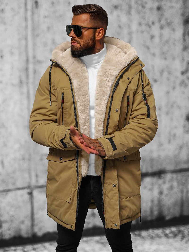 Kurtka zimowa męska camelowa OZONEE JS/5M3123/84