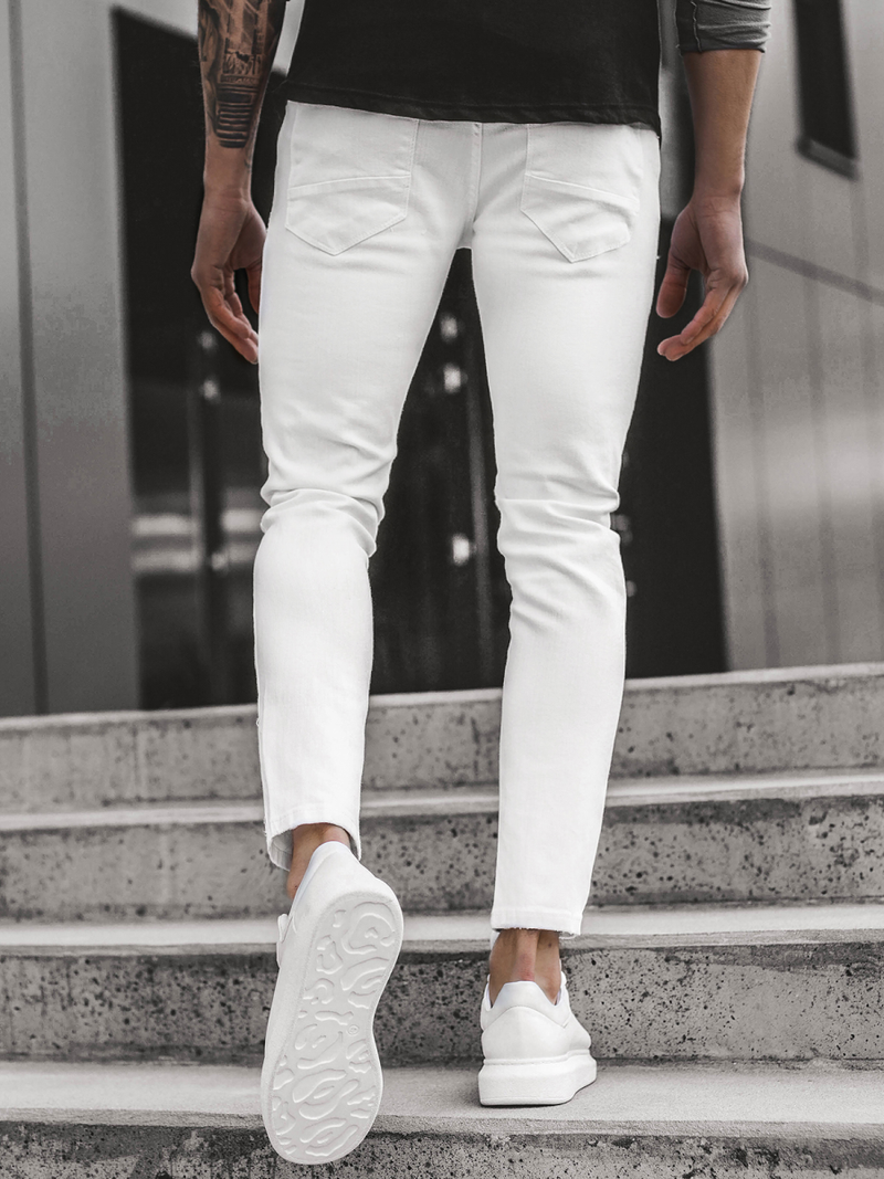 Spodnie jeansowe męskie białe OZONEE B/55118