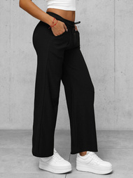 Spodnie damskie z szeroką nogawką czarne OZONEE JS/92K511/3