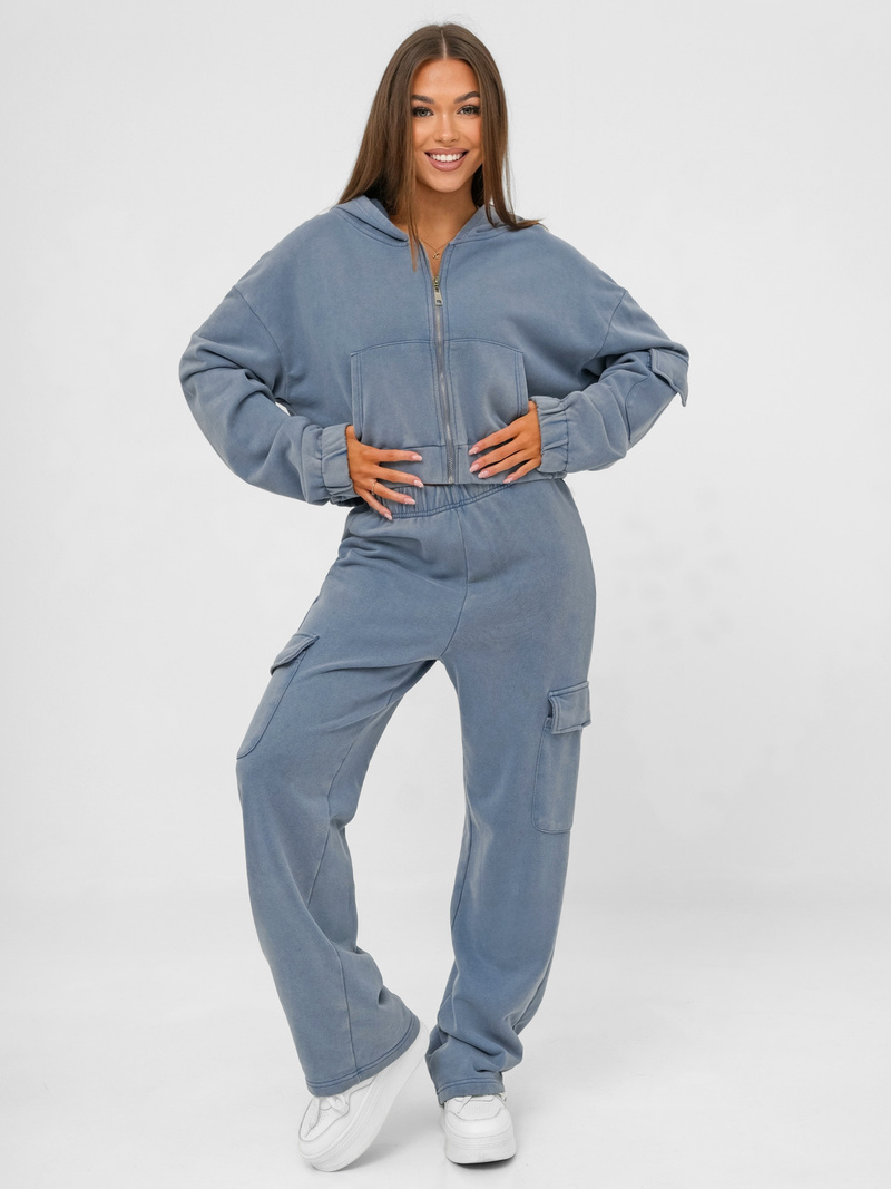 Komplet dresowy damski dwuczęściowy niebieski OZONEE JS/M60051AB