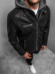 Kurtka skórzana męska czarna OZONEE JB/JP1127Z