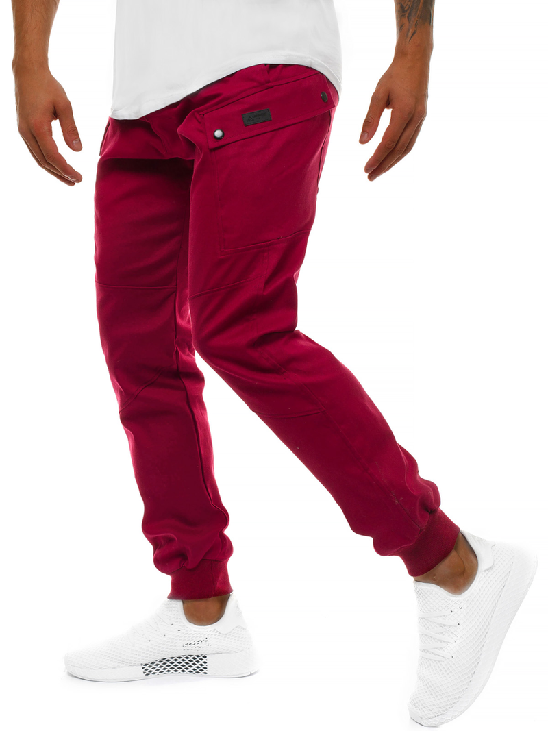 Spodnie męskie chino joggery bordowe OZONEE O/11103
