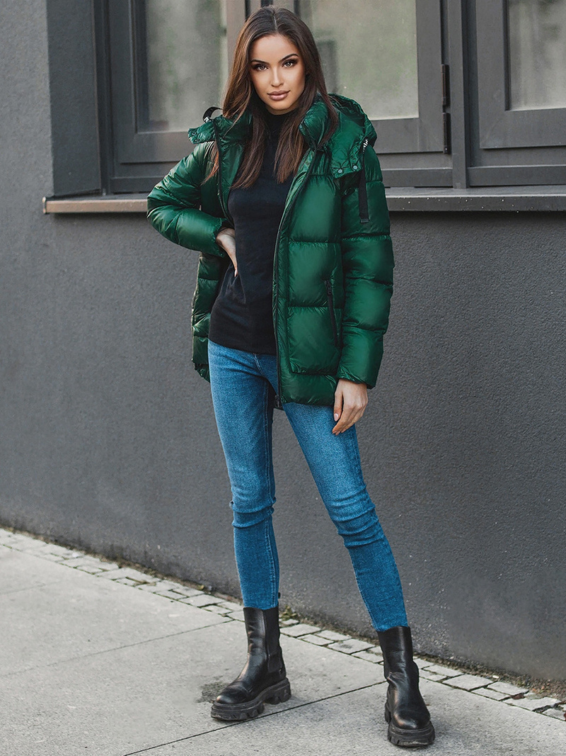 Kurtka zimowa damska ciemnozielona OZONEE O/M1552/38Z