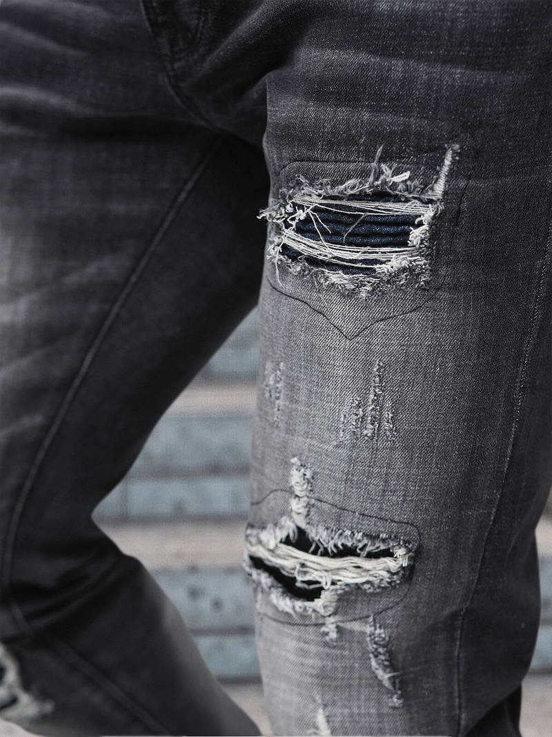 Spodnie jeansowe męskie slim fit czarne OZONEE NB/MP0075N