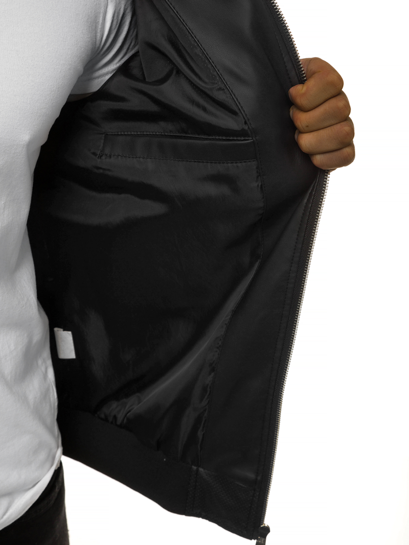 Kurtka skórzana męska czarna OZONEE N/6121