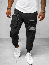 Spodnie męskie chino joggery czarne OZONEE O/PS5513