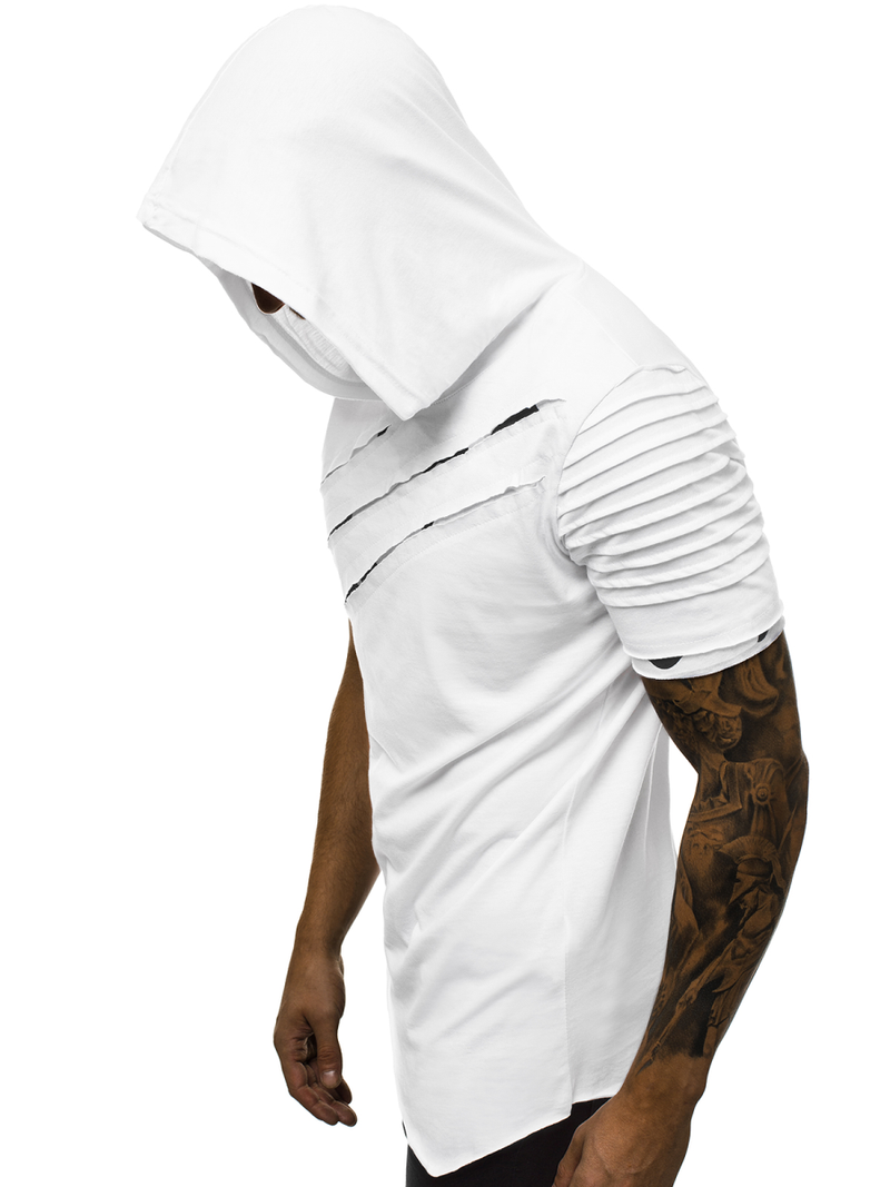 T-Shirt z kapturem męski biały OZONEE O/1187XZ