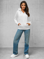 Bluza damska rozpinana z kapturem biała OZONEE JS/W03Z