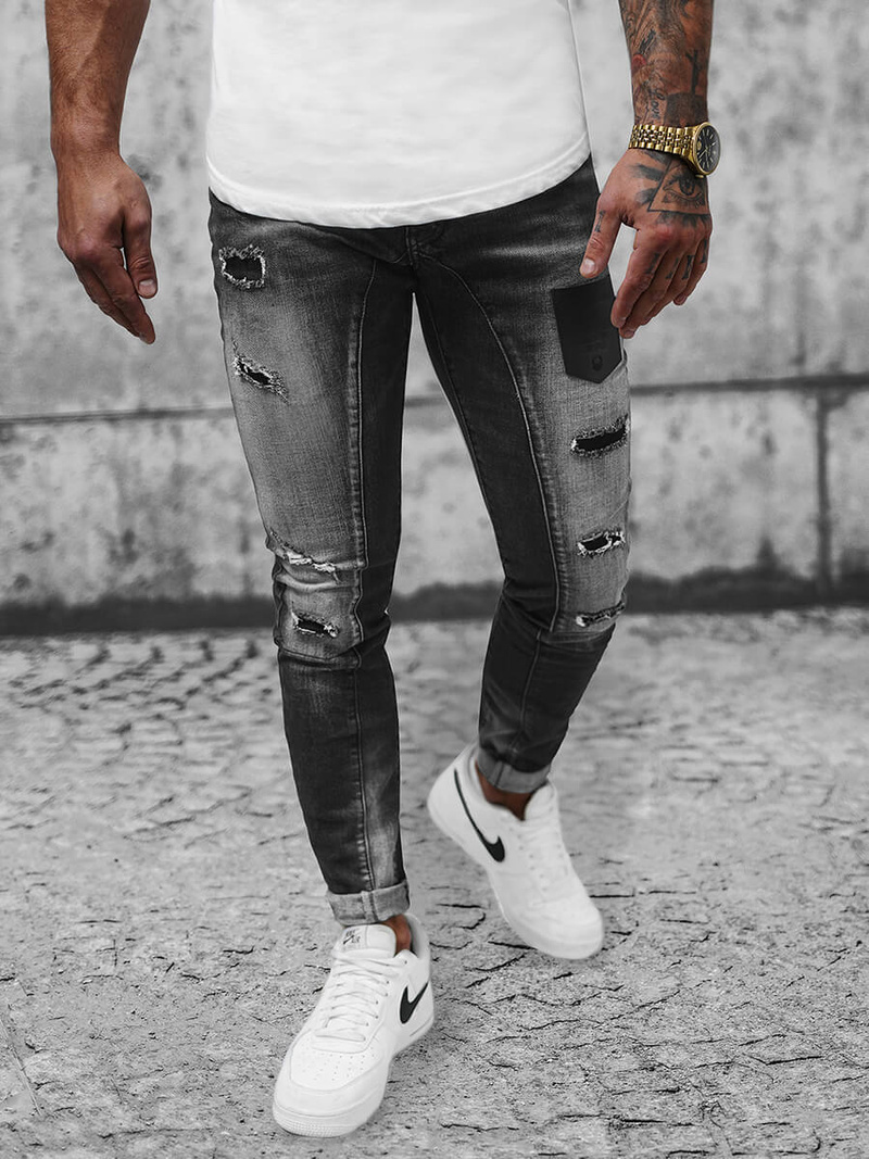 Spodnie jeansowe męskie czarne OZONEE NB/MP0116N